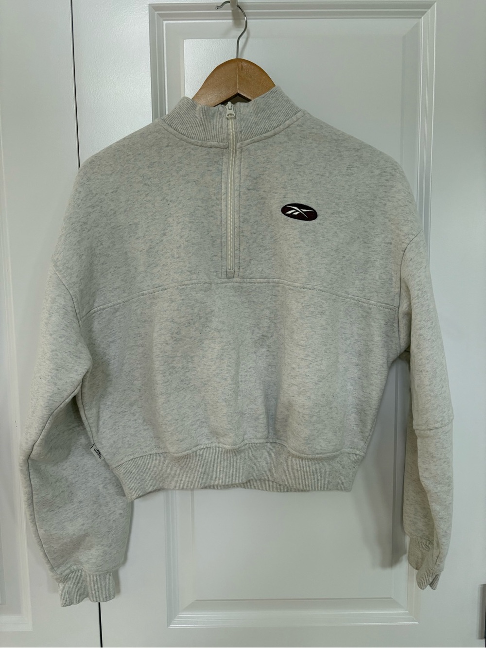Reebok Women’s Cream Quarter Zip Pullover Sweatshirt Sweater